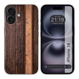 Funda Silicona para Iphone 16 (6.1) diseño Madera 05 Dibujos