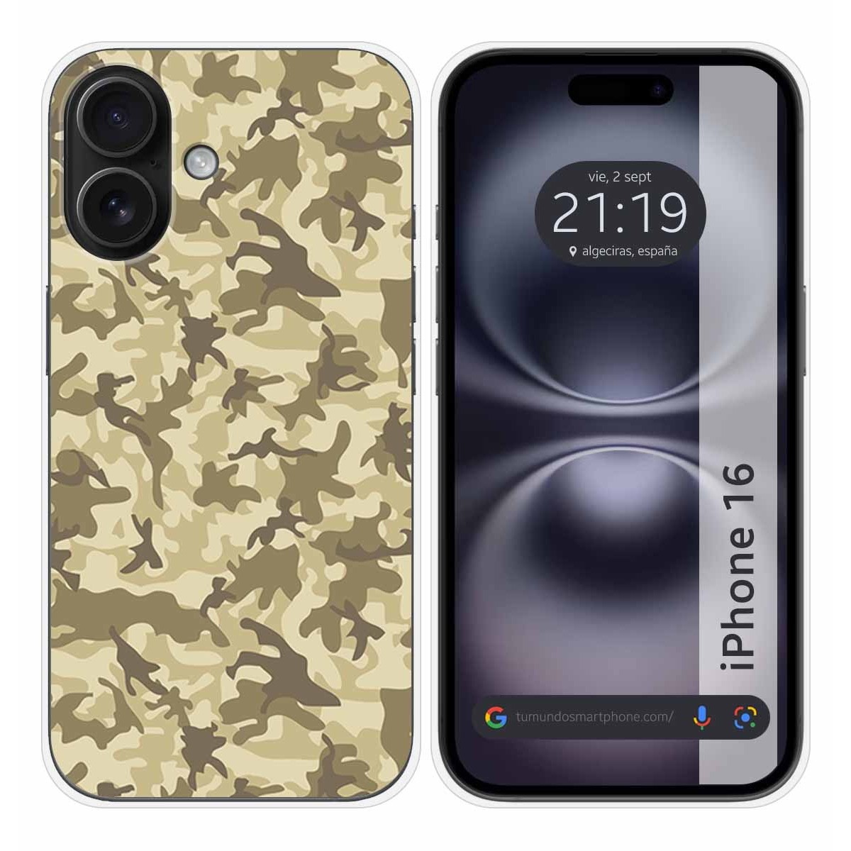 Funda Silicona para Iphone 16 (6.1) diseño Sand Camuflaje Dibujos