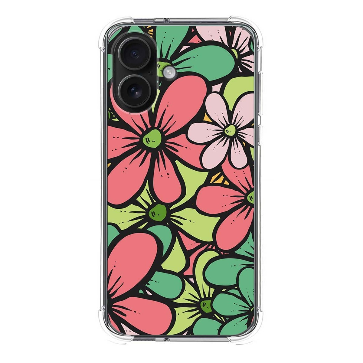 Funda Silicona Antigolpes para Iphone 16 (6.1) diseño Flores 02 Dibujos