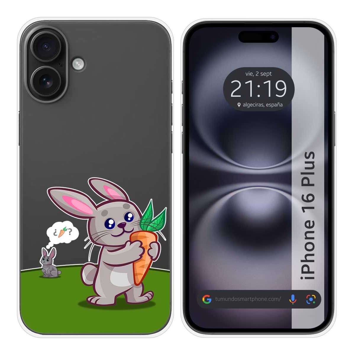 Funda Silicona Transparente para Iphone 16 Plus (6.7) diseño Conejo Dibujos