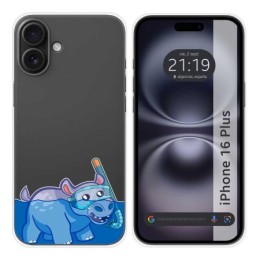 Funda Silicona Transparente para Iphone 16 Plus (6.7) diseño Hipo Dibujos