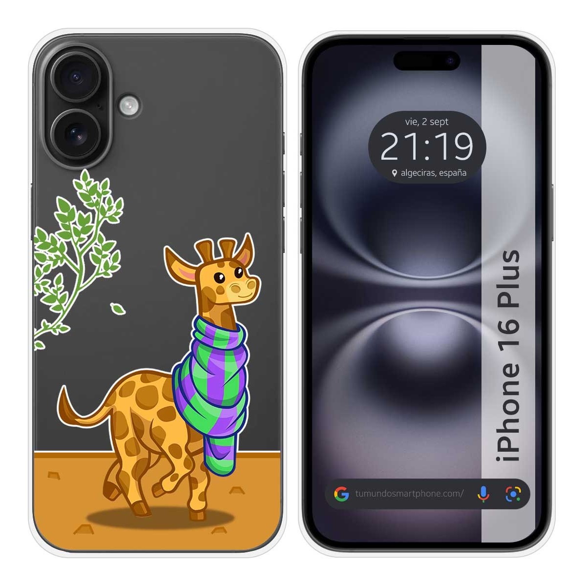 Funda Silicona Transparente para Iphone 16 Plus (6.7) diseño Jirafa Dibujos