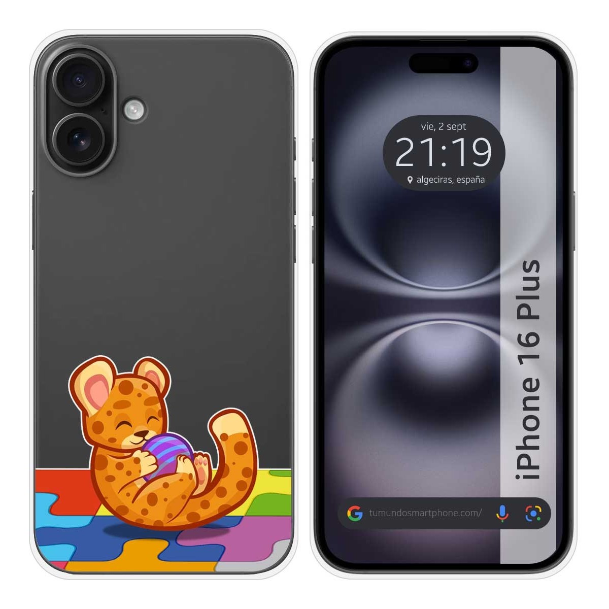 Funda Silicona Transparente para Iphone 16 Plus (6.7) diseño Leopardo Dibujos