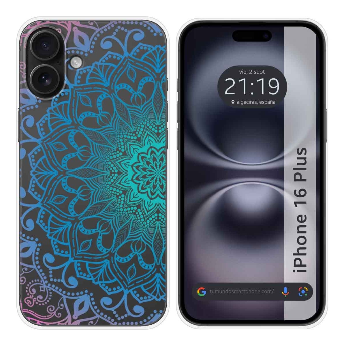 Funda Silicona Transparente para Iphone 16 Plus (6.7) diseño Mandala Dibujos