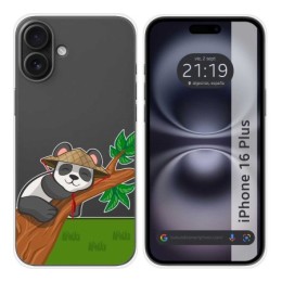 Funda Silicona Transparente para Iphone 16 Plus (6.7) diseño Panda Dibujos