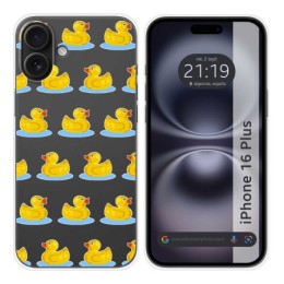 Funda Silicona Transparente para Iphone 16 Plus (6.7) diseño Pato Dibujos