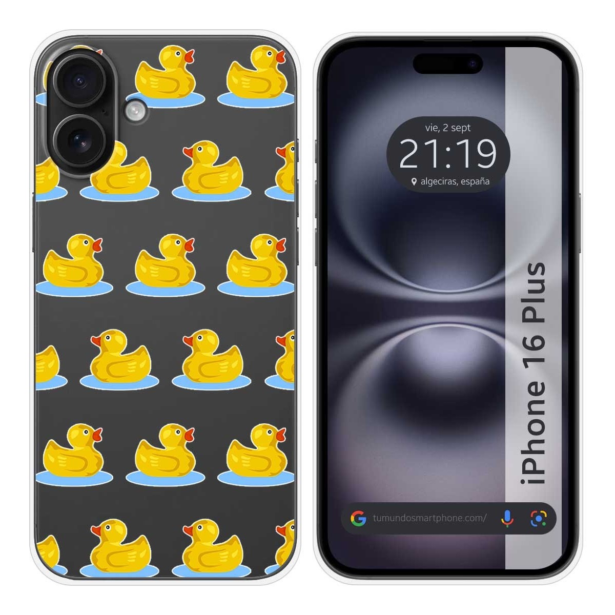 Funda Silicona Transparente para Iphone 16 Plus (6.7) diseño Pato Dibujos