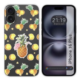 Funda Silicona Transparente para Iphone 16 Plus (6.7) diseño Piña Dibujos