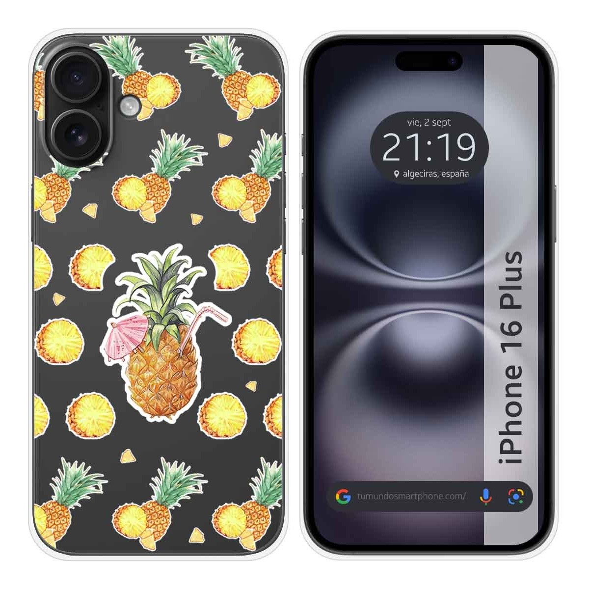 Funda Silicona Transparente para Iphone 16 Plus (6.7) diseño Piña Dibujos