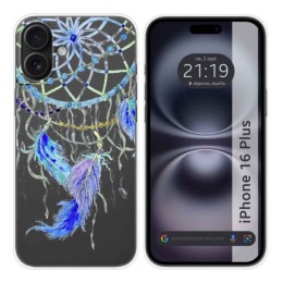 Funda Silicona Transparente para Iphone 16 Plus (6.7) diseño Plumas Dibujos