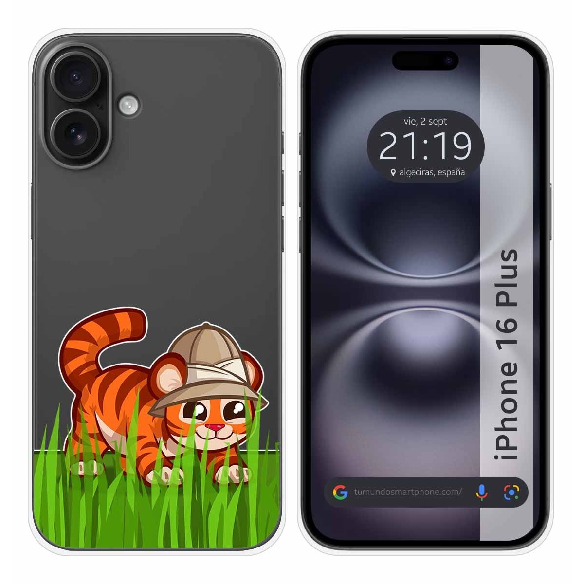 Funda Silicona Transparente para Iphone 16 Plus (6.7) diseño Tigre Dibujos