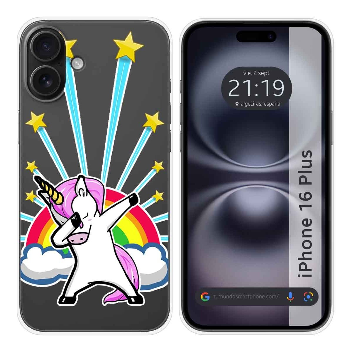 Funda Silicona Transparente para Iphone 16 Plus (6.7) diseño Unicornio Dibujos