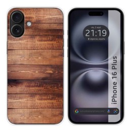 Funda Silicona para Iphone 16 Plus (6.7) diseño Madera 02 Dibujos