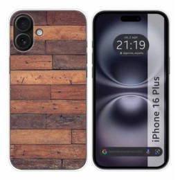 Funda Silicona para Iphone 16 Plus (6.7) diseño Madera 03 Dibujos