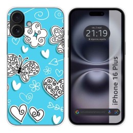 Funda Silicona para Iphone 16 Plus (6.7) diseño Mariposas Dibujos