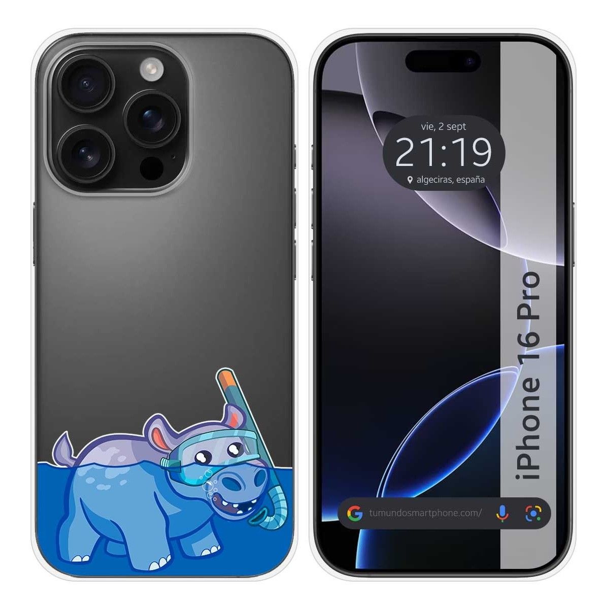 Funda Silicona Transparente para Iphone 16 Pro (6.3) diseño Hipo Dibujos