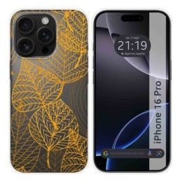 Funda Silicona Transparente para Iphone 16 Pro (6.3) diseño Hojas Dibujos