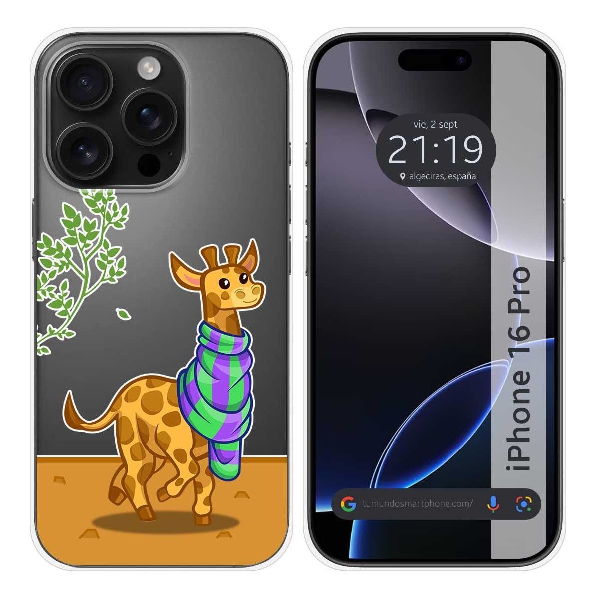 Funda Silicona Transparente para Iphone 16 Pro (6.3) diseño Jirafa Dibujos