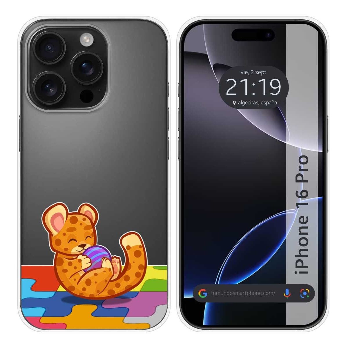 Funda Silicona Transparente para Iphone 16 Pro (6.3) diseño Leopardo Dibujos