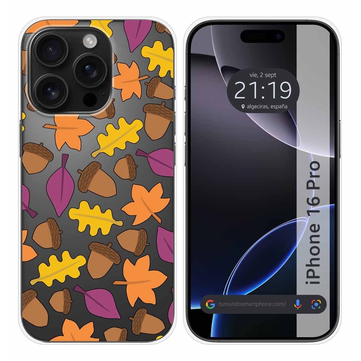 Funda Silicona Transparente para Iphone 16 Pro (6.3) diseño Otoño Dibujos