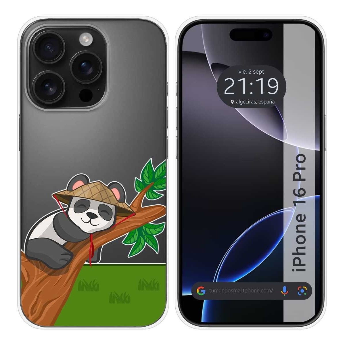 Funda Silicona Transparente para Iphone 16 Pro (6.3) diseño Panda Dibujos