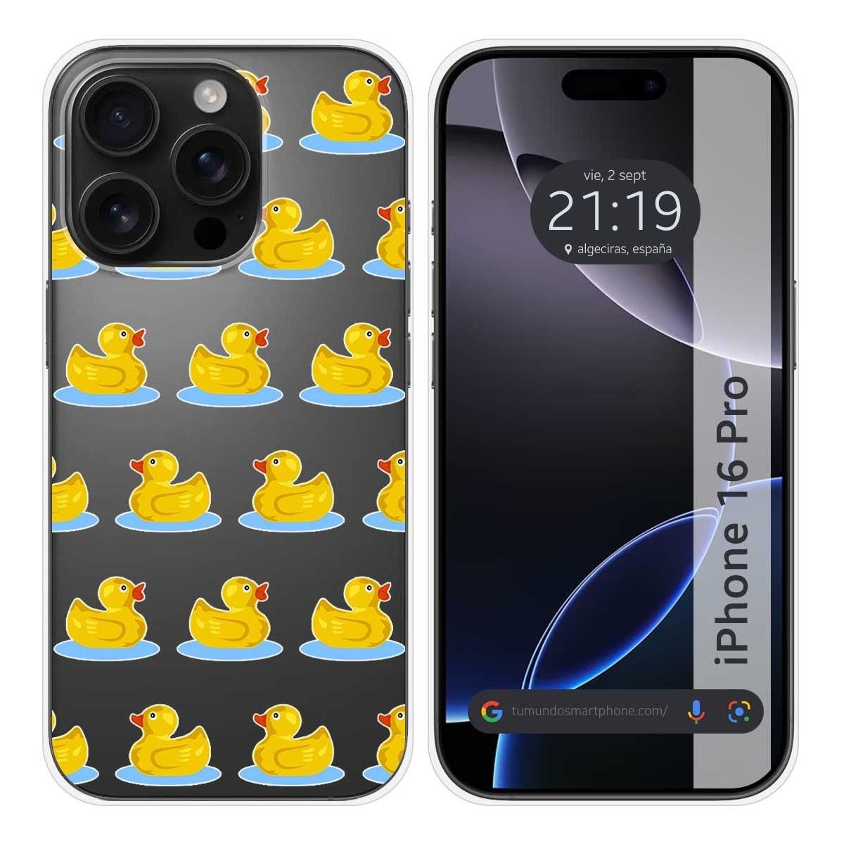 Funda Silicona Transparente para Iphone 16 Pro (6.3) diseño Pato Dibujos