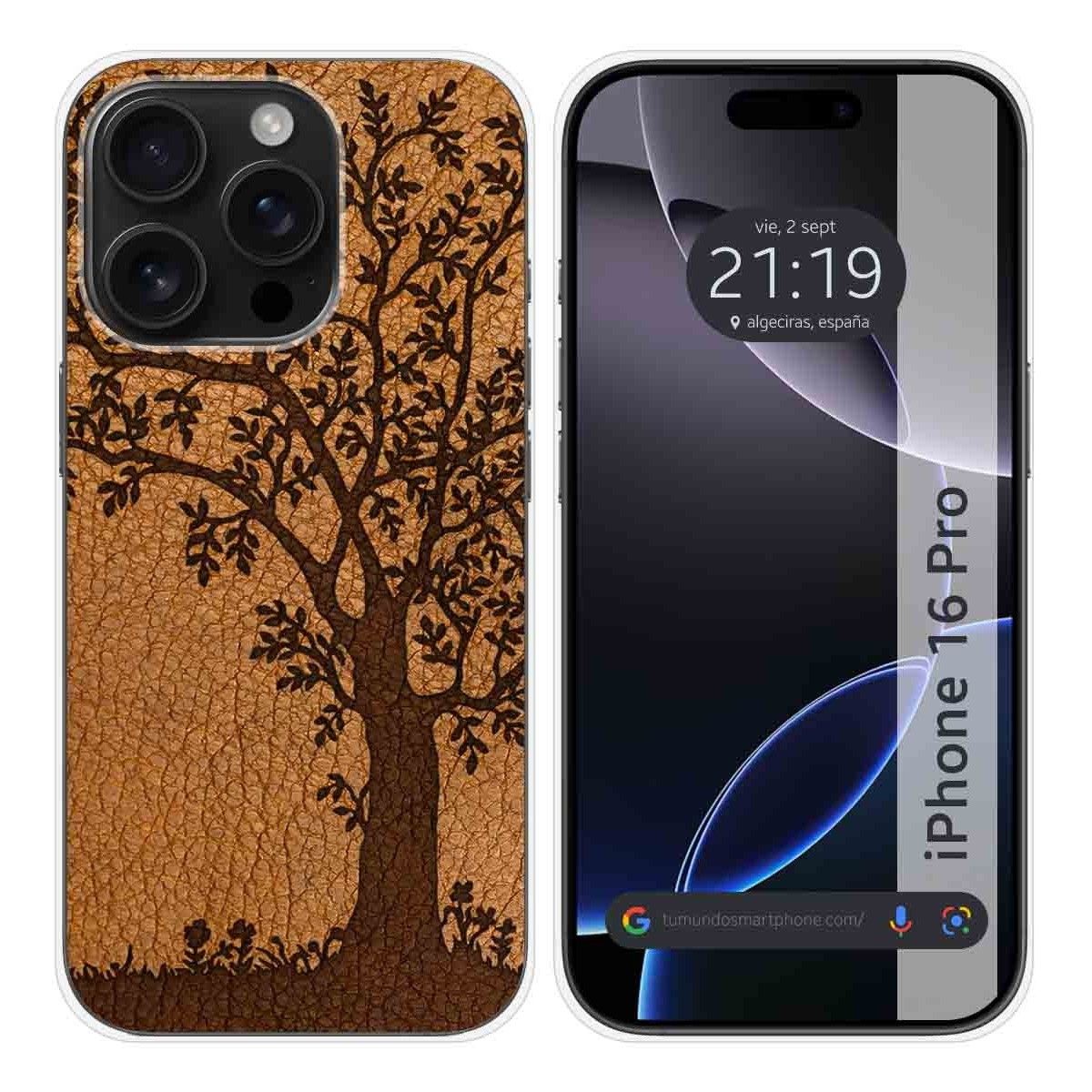 Funda Silicona para Iphone 16 Pro (6.3) diseño Cuero 03 Dibujos