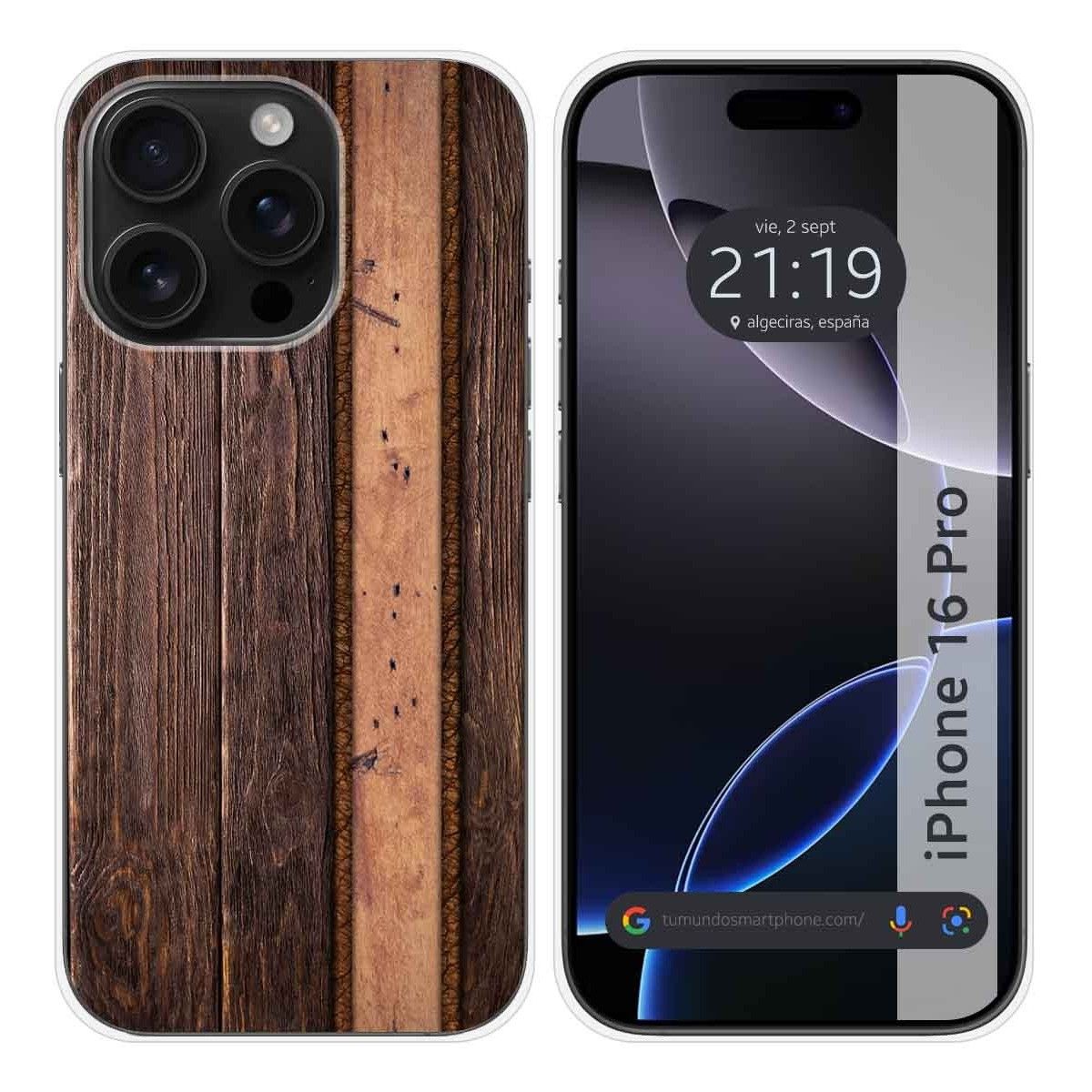 Funda Silicona para Iphone 16 Pro (6.3) diseño Madera 05 Dibujos