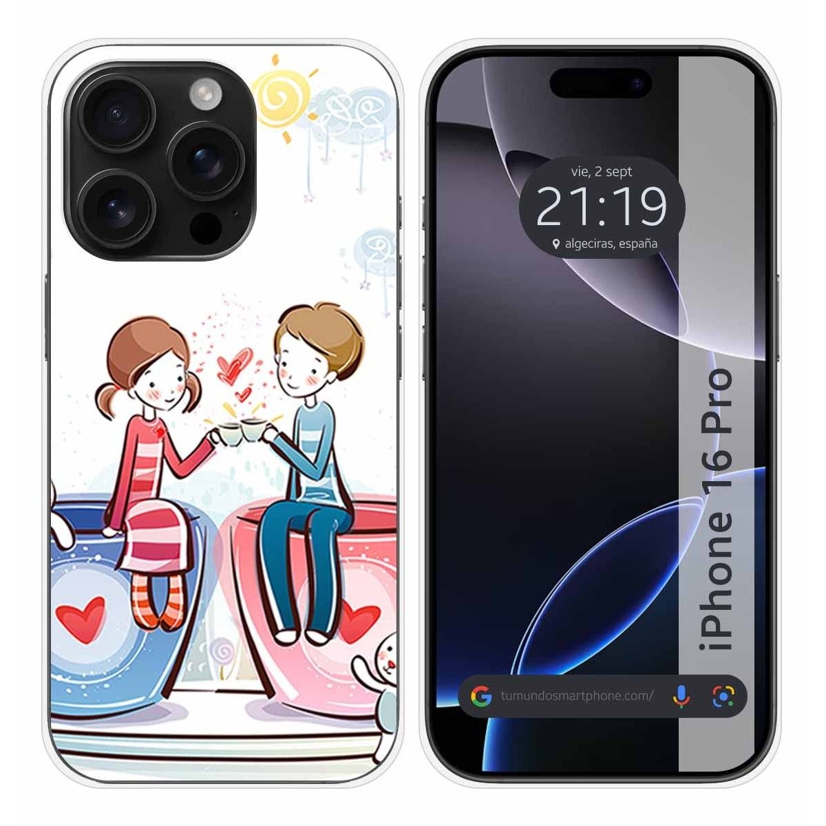 Funda Silicona para Iphone 16 Pro (6.3) diseño Café Dibujos