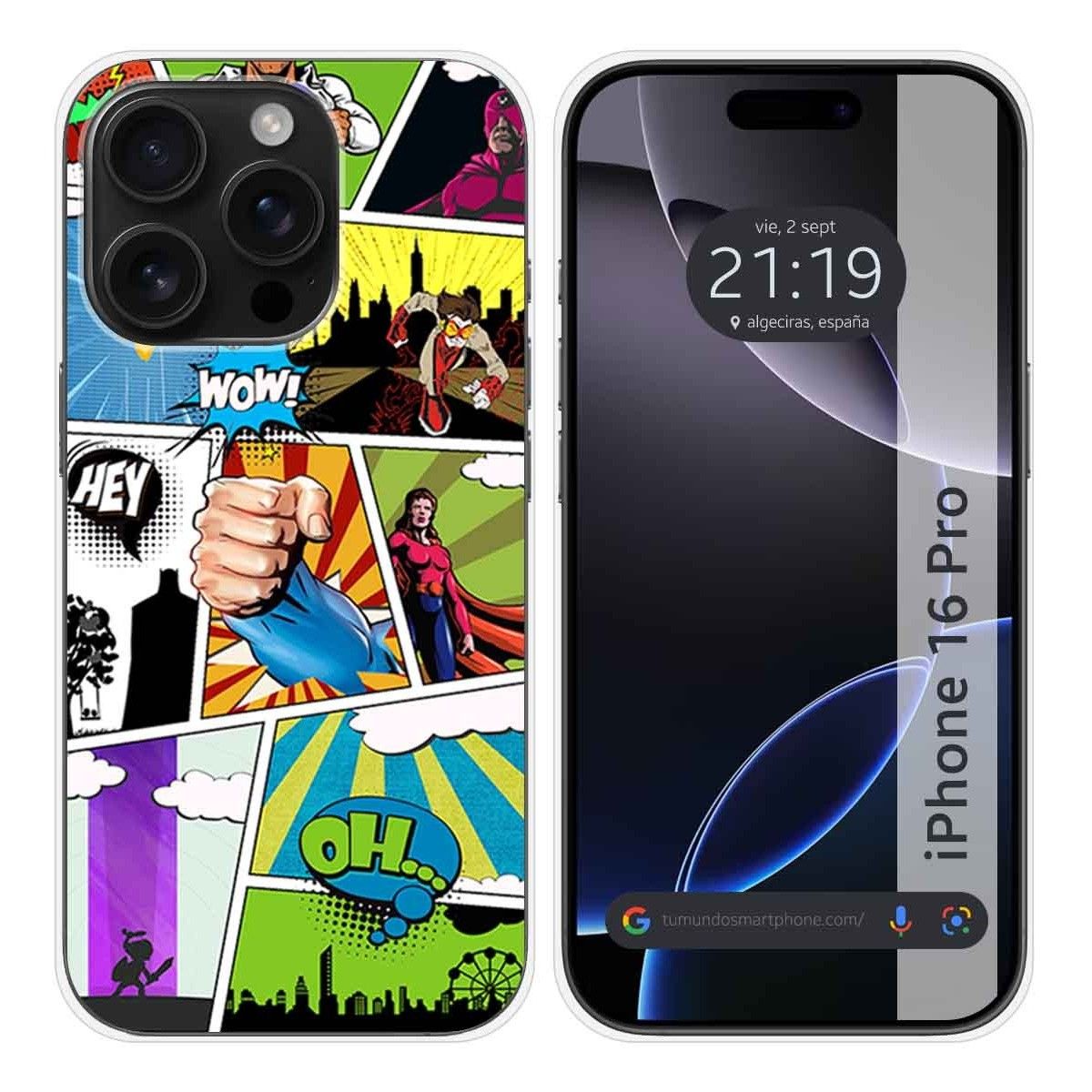 Funda Silicona para Iphone 16 Pro (6.3) diseño Comic Dibujos