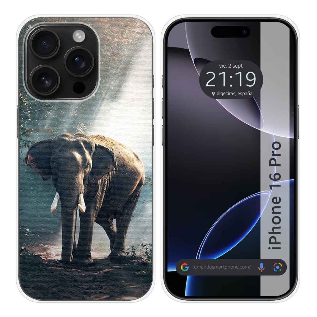 Funda Silicona para Iphone 16 Pro (6.3) diseño Elefante Dibujos