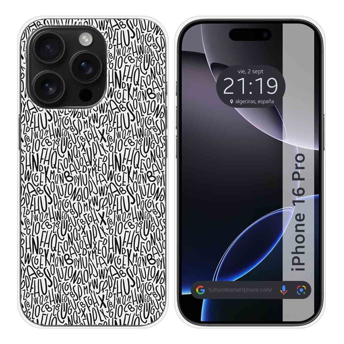 Funda Silicona para Iphone 16 Pro (6.3) diseño Letras Dibujos