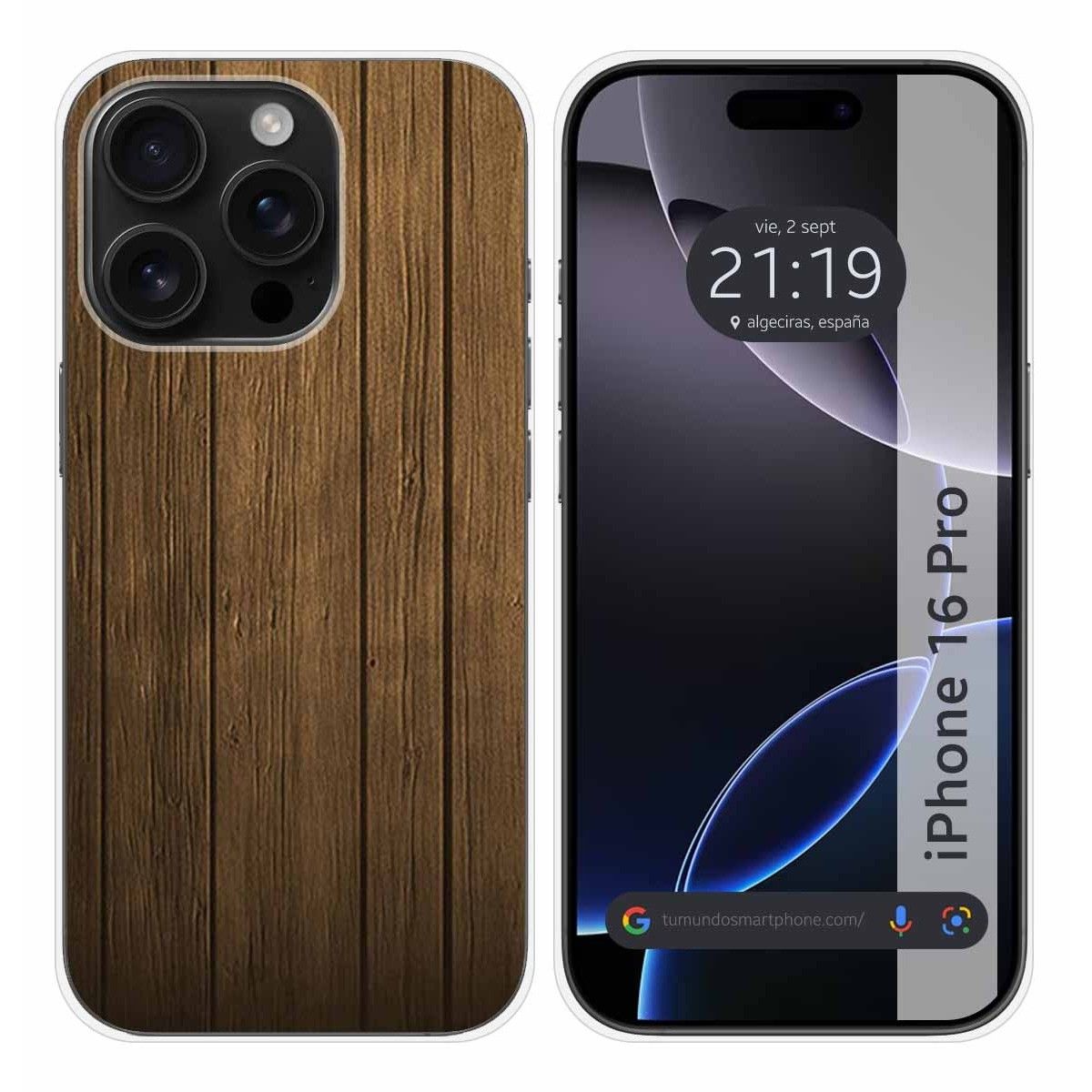 Funda Silicona para Iphone 16 Pro (6.3) diseño Madera Dibujos