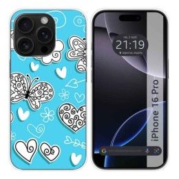 Funda Silicona para Iphone 16 Pro (6.3) diseño Mariposas Dibujos