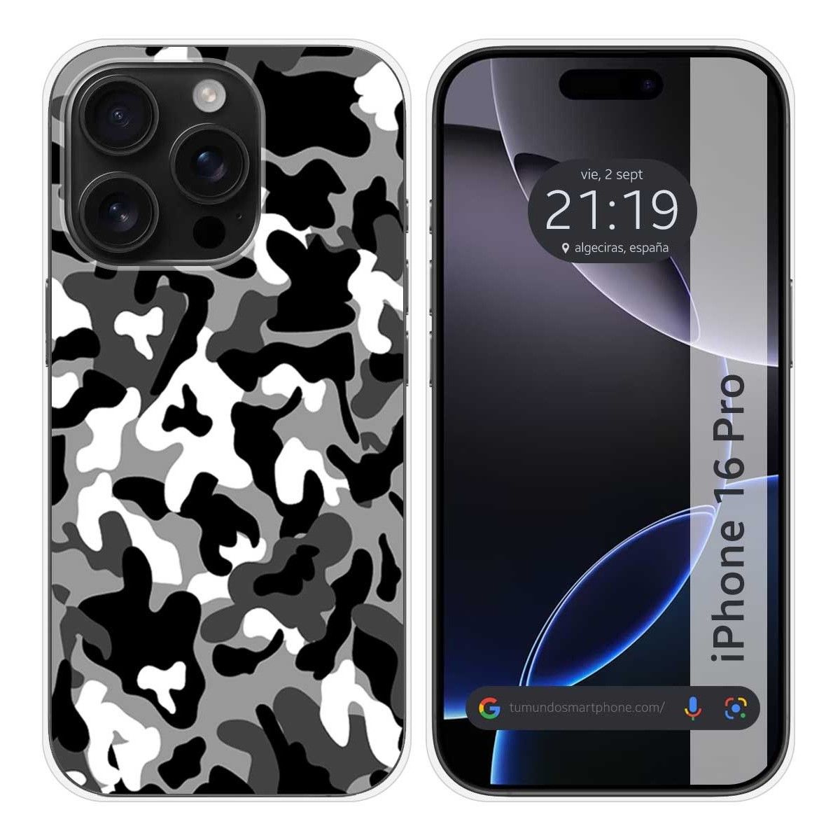 Funda Silicona para Iphone 16 Pro (6.3) diseño Snow Camuflaje Dibujos