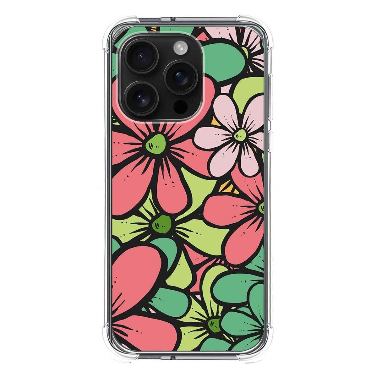 Funda Silicona Antigolpes para Iphone 16 Pro (6.3) diseño Flores 02 Dibujos