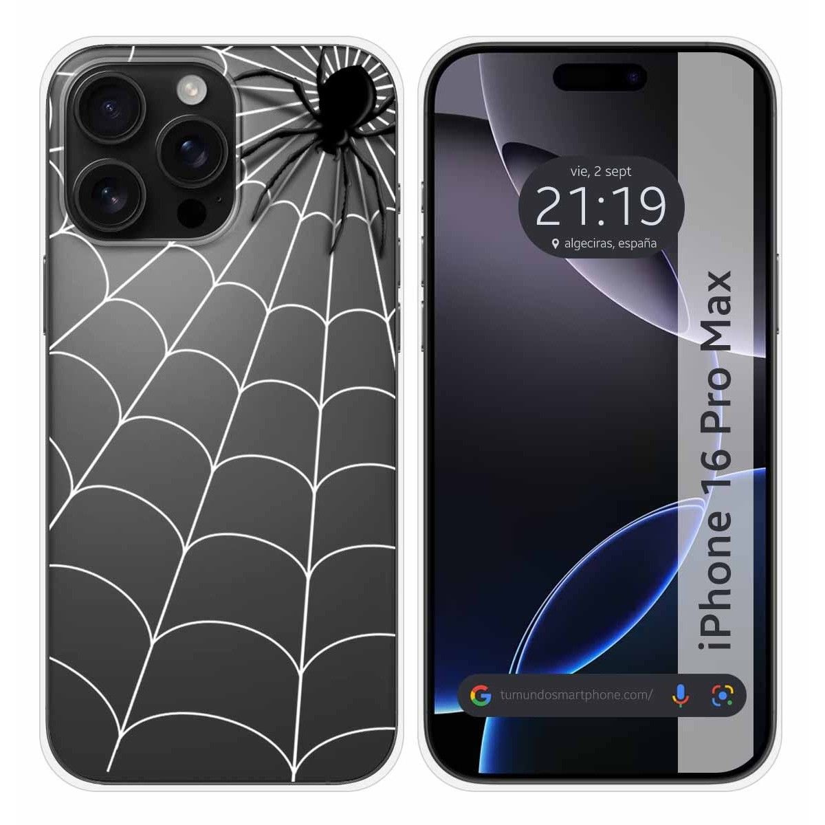 Funda Silicona Transparente para Iphone 16 Pro Max (6.9) diseño Araña Dibujos