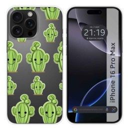 Funda Silicona Transparente para Iphone 16 Pro Max (6.9) diseño Cactus Dibujos