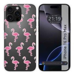 Funda Silicona Transparente para Iphone 16 Pro Max (6.9) diseño Flamenco Dibujos