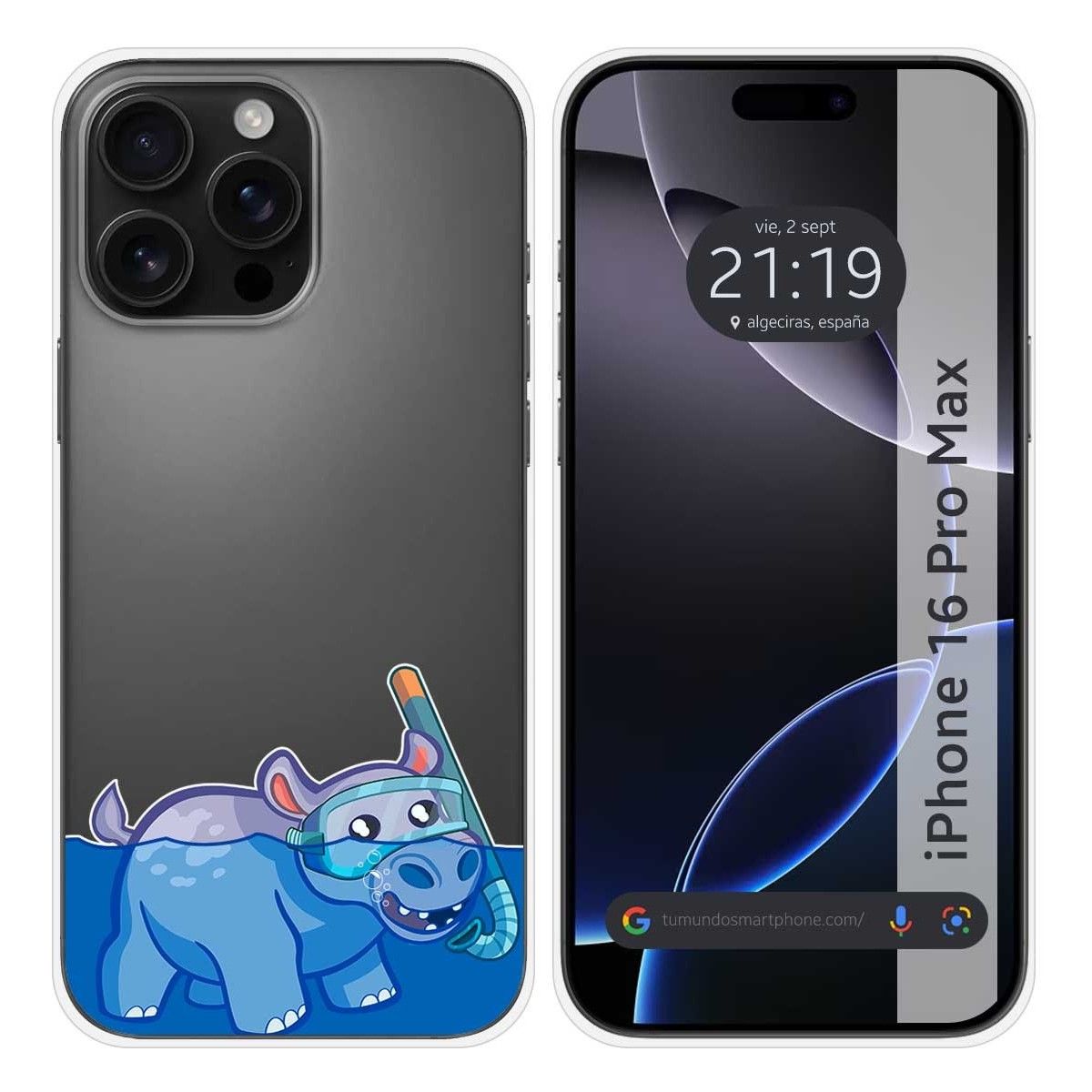 Funda Silicona Transparente para Iphone 16 Pro Max (6.9) diseño Hipo Dibujos