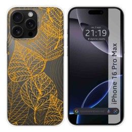 Funda Silicona Transparente para Iphone 16 Pro Max (6.9) diseño Hojas Dibujos