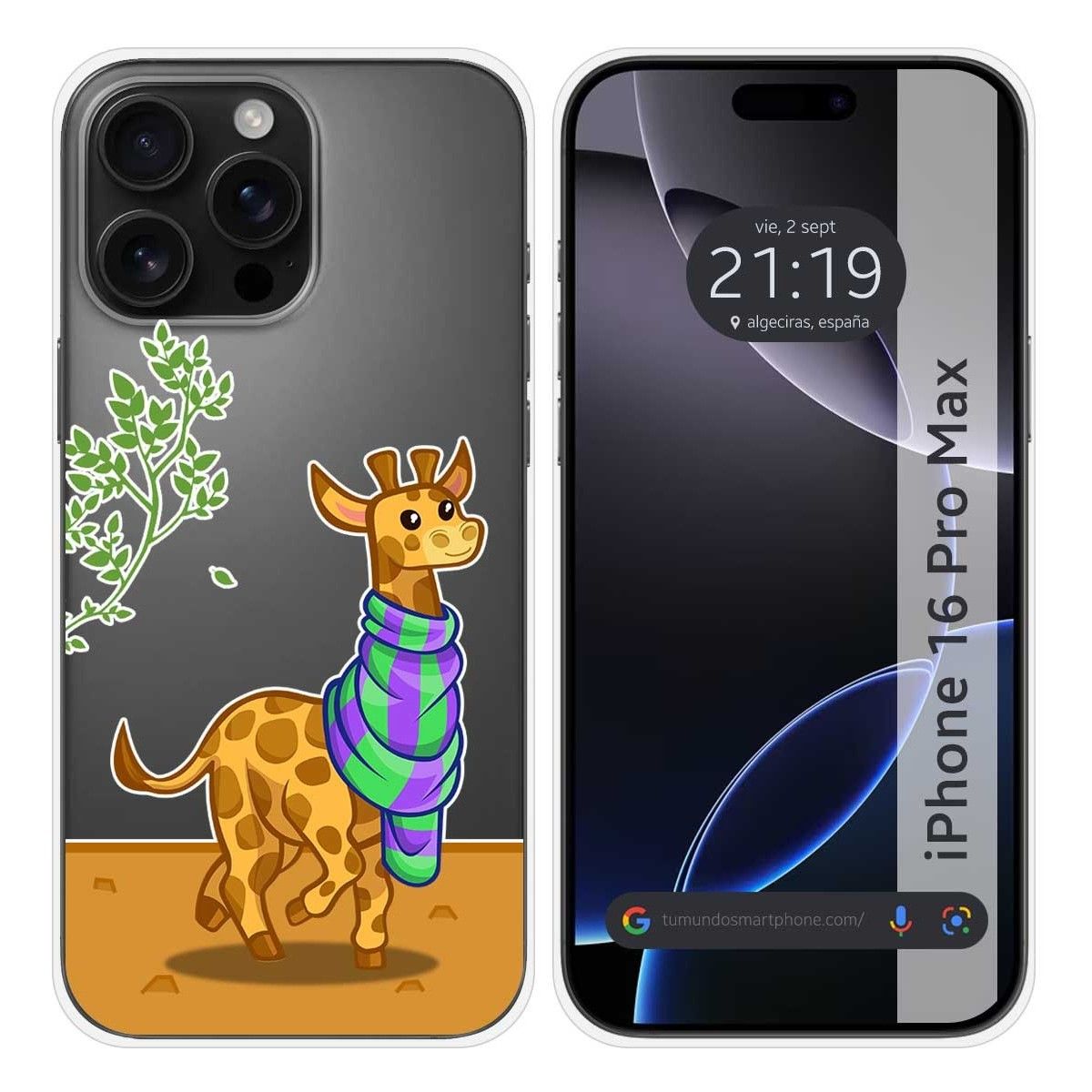 Funda Silicona Transparente para Iphone 16 Pro Max (6.9) diseño Jirafa Dibujos