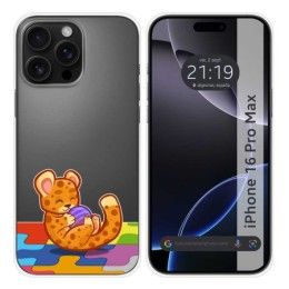 Funda Silicona Transparente para Iphone 16 Pro Max (6.9) diseño Leopardo Dibujos