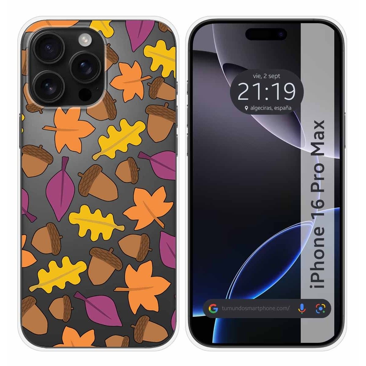 Funda Silicona Transparente para Iphone 16 Pro Max (6.9) diseño Otoño Dibujos