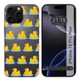 Funda Silicona Transparente para Iphone 16 Pro Max (6.9) diseño Pato Dibujos