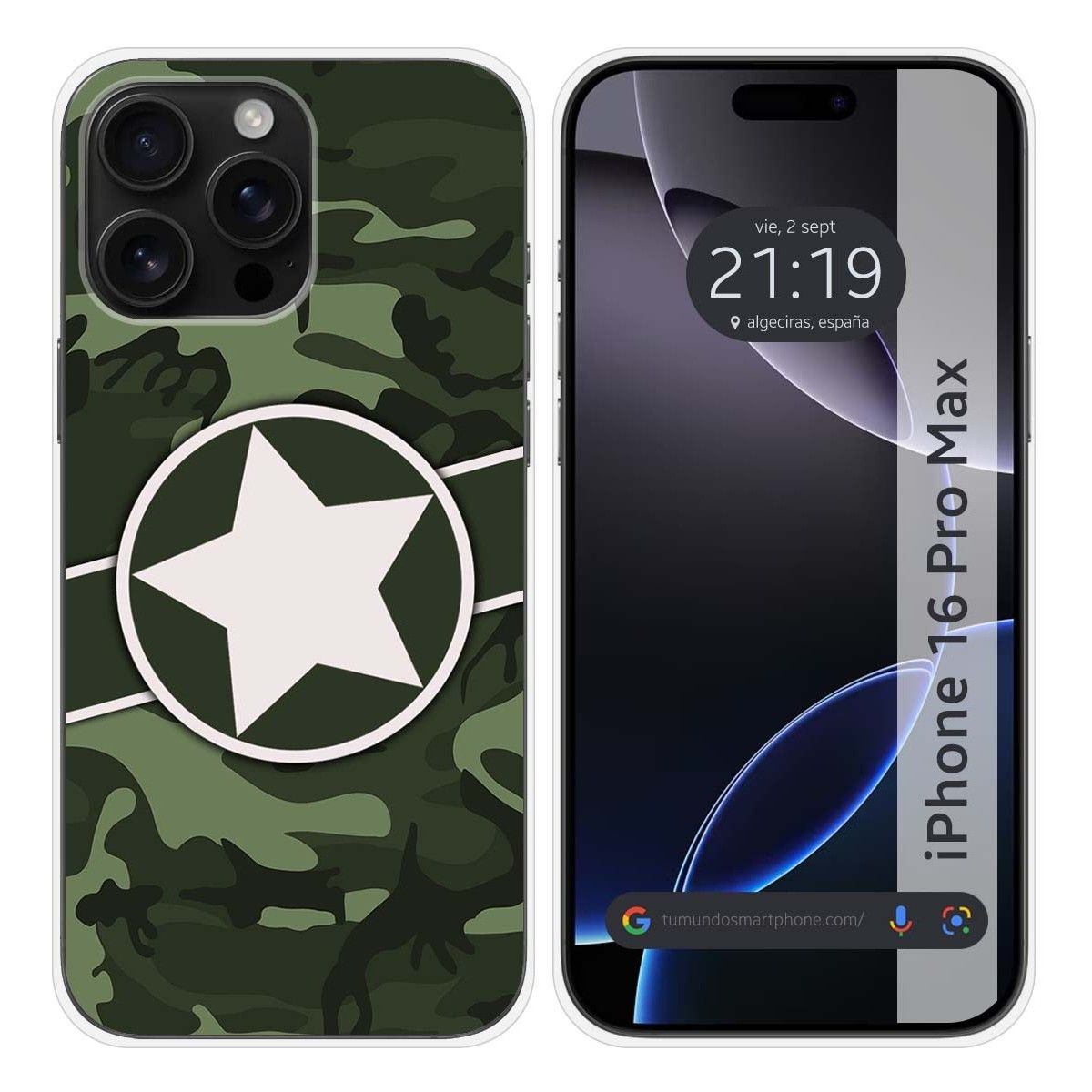 Funda Silicona para Iphone 16 Pro Max (6.9) diseño Camuflaje 01 Dibujos