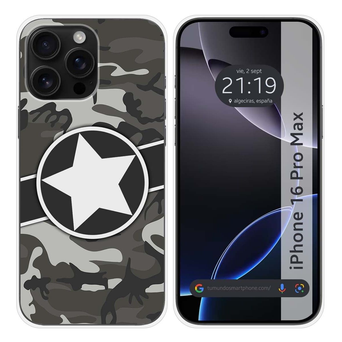 Funda Silicona para Iphone 16 Pro Max (6.9) diseño Camuflaje 02 Dibujos