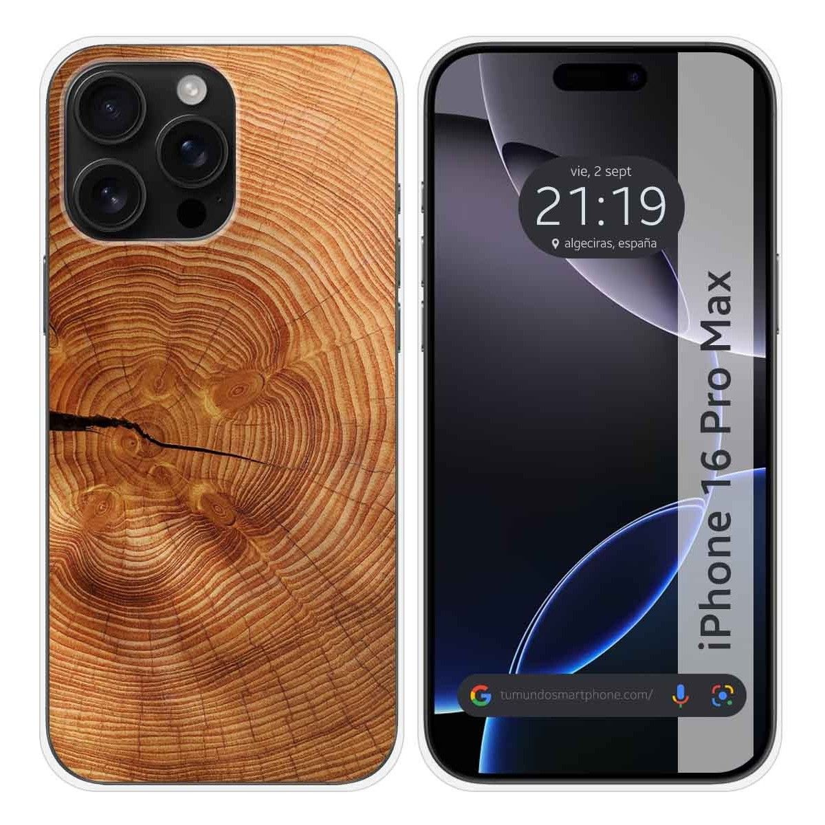 Funda Silicona para Iphone 16 Pro Max (6.9) diseño Madera 04 Dibujos