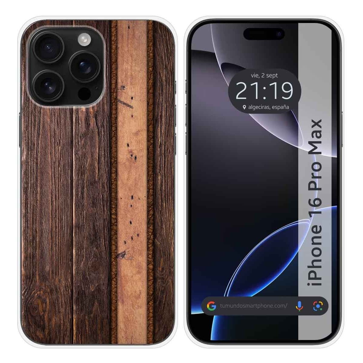 Funda Silicona para Iphone 16 Pro Max (6.9) diseño Madera 05 Dibujos