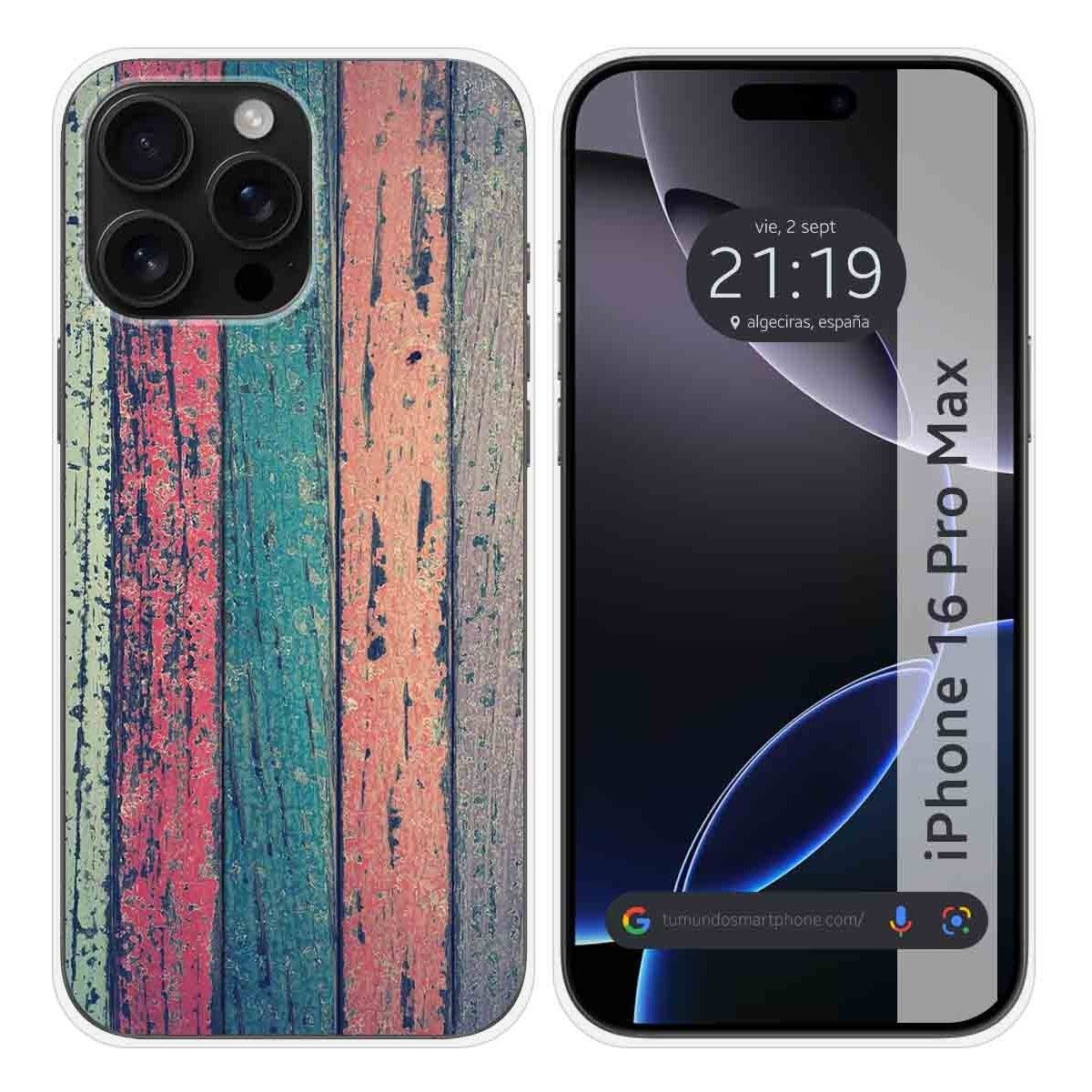 Funda Silicona para Iphone 16 Pro Max (6.9) diseño Madera 10 Dibujos